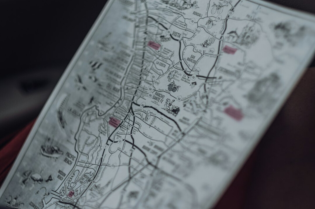 Old paper map spread on a table