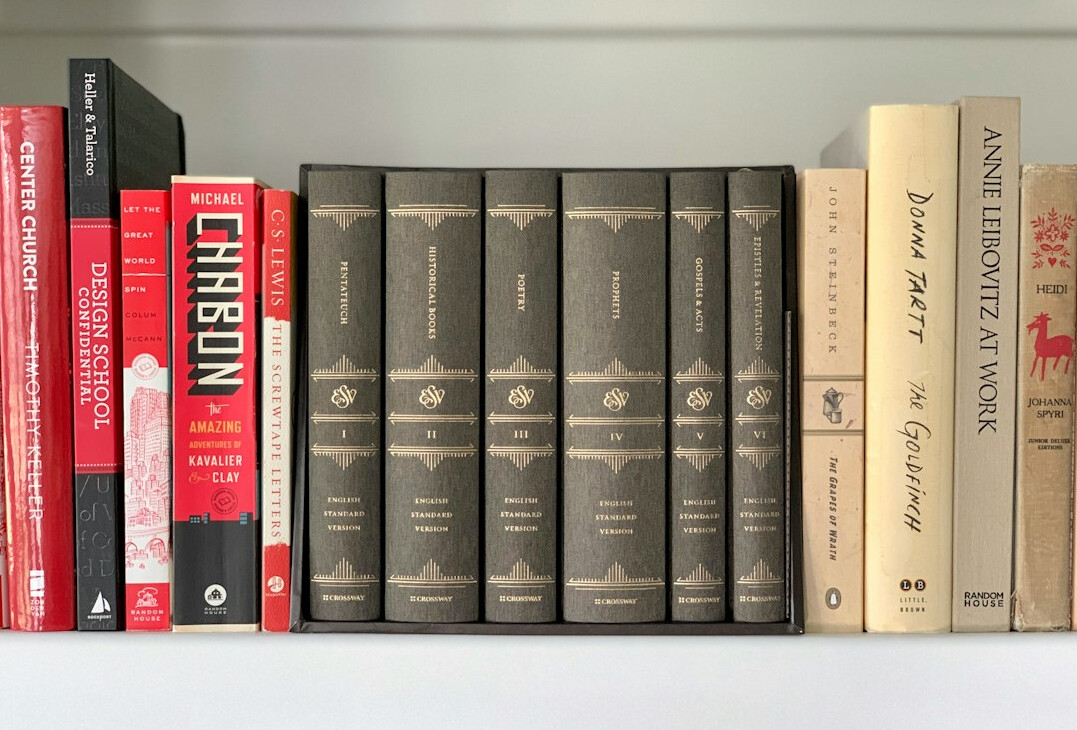 Bookshelf filled with detective novels